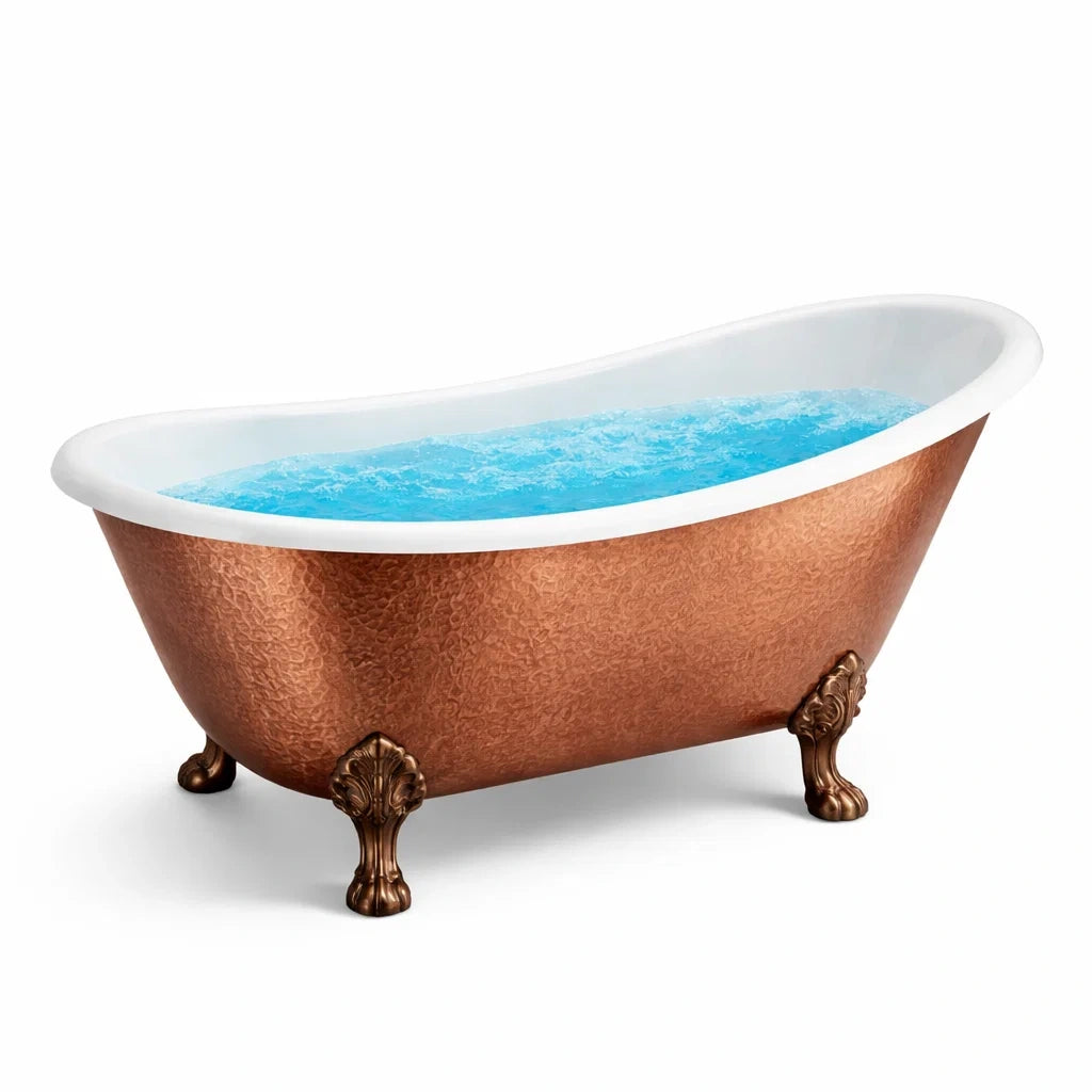 Freistehende Badewanne Kupfer Emailliert 170 cm