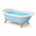 Gusseisen-Badewanne Hellblau mit Goldfüßen