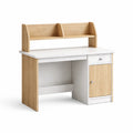 Schreibtisch mit Regal Spanplatte Eiche/Weiß 120 cm x 60 cm