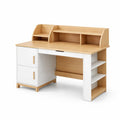 Schreibtisch mit Regalen aus MDF Holz Natur/Weiß 120x60x75cm