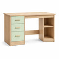 Holzschreibtisch mit Schubladen und Regalfächern