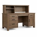 Schreibtisch aus Holz mit Aufsatz und Schubladen 140cm Braun