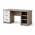 Schreibtisch aus Holzwerkstoff mit Schubladen und Regalböden Eiche/Weiß 140 cm