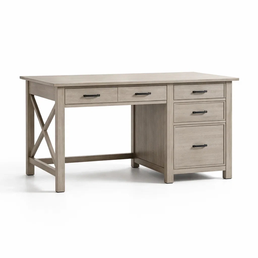 Schreibtisch aus Holz mit Schubladen Grau