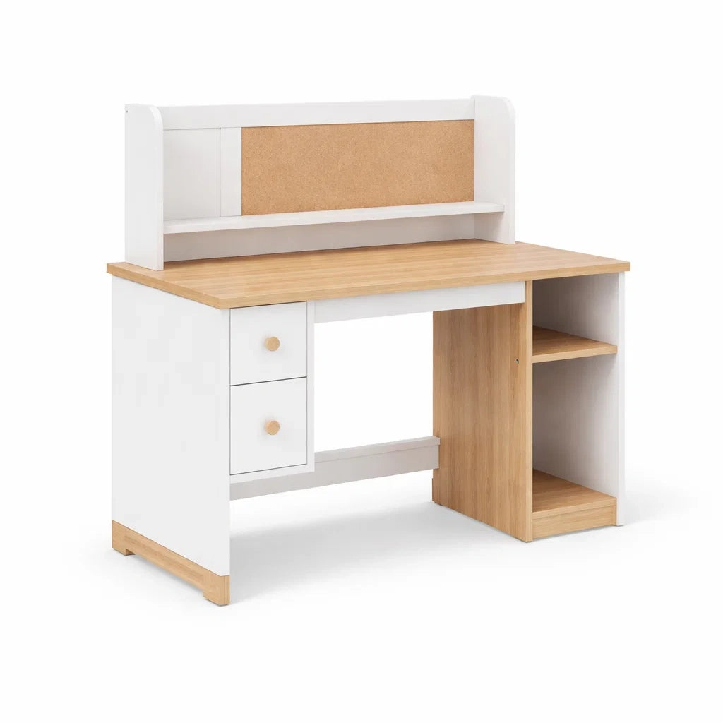 Schreibtisch aus MDF mit Regalen Weiß/Natur