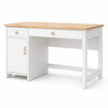Schreibtisch mit MDF-Struktur und Kiefernholzplatte Weiß 120x55x75cm