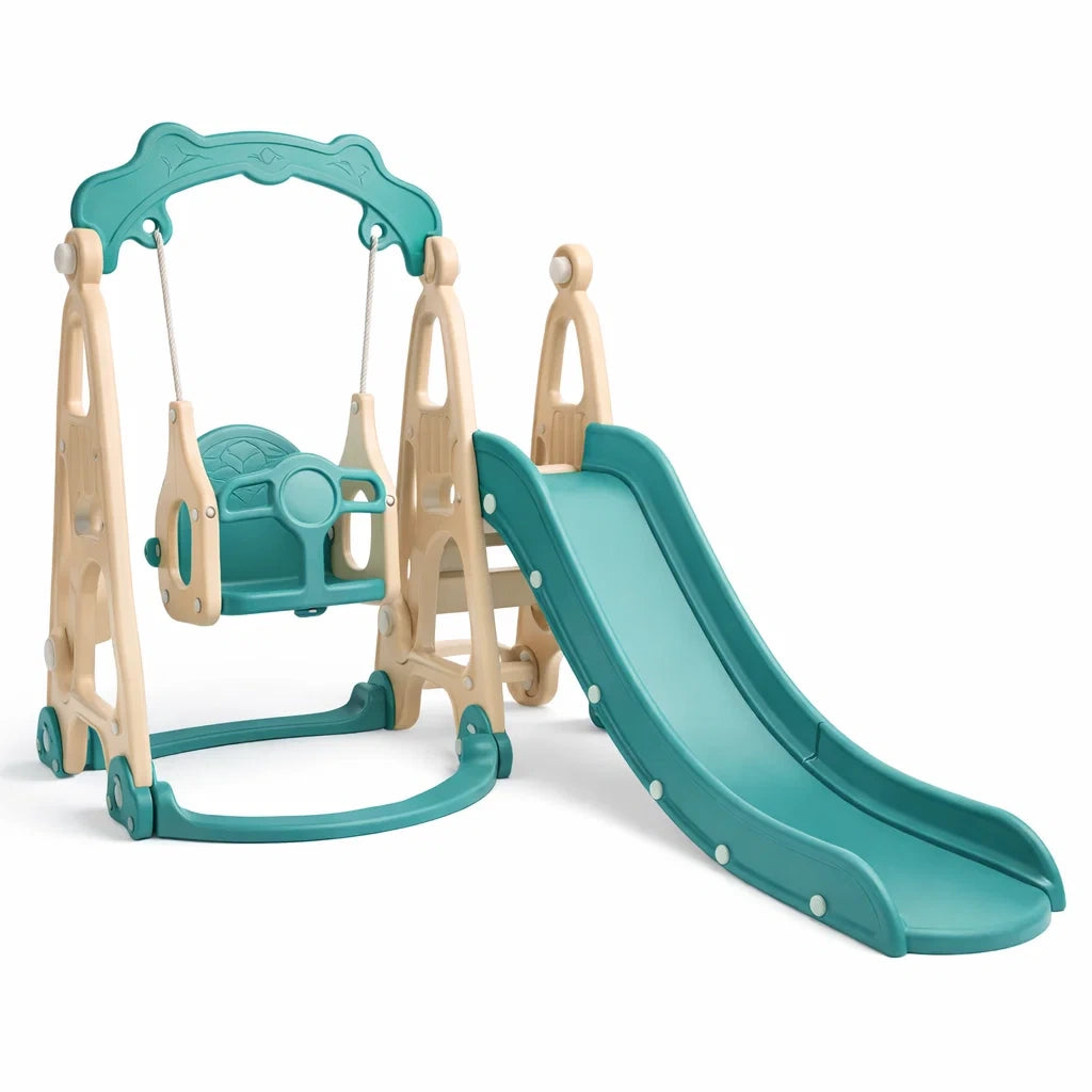 Kinderschaukel-Set mit Rutsche aus Kunststoff Grün