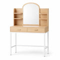 Frisiertisch mit Spiegel Holz Metall 90x40x142 cm
