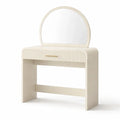 Schminktisch mit Spiegel MDF und Massivholz Creme 80x40x130 cm