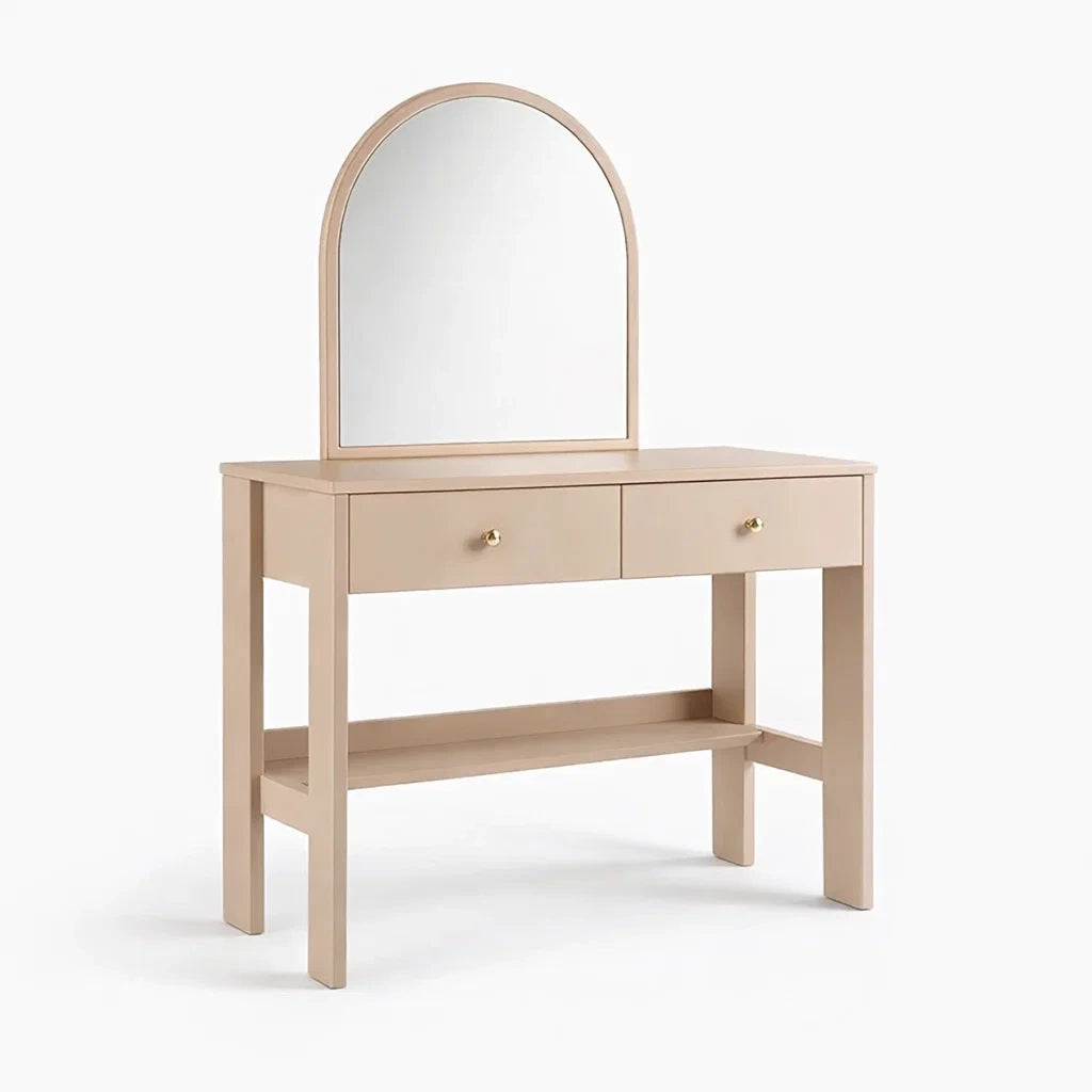 Frisiertisch MDF-Holz Beige mit Spiegel und Schubladen