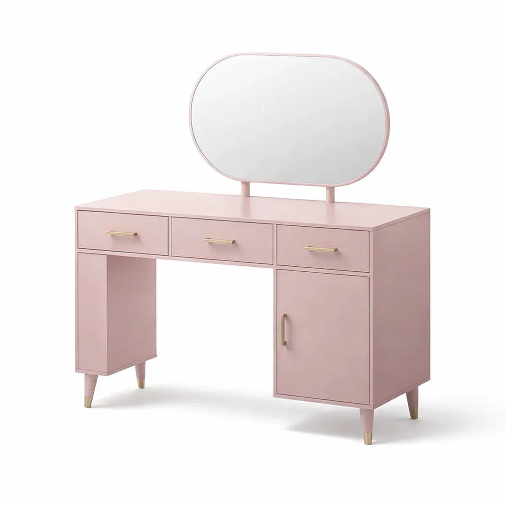 Schminktisch Holz mit Spiegel und Schubladen Rosa