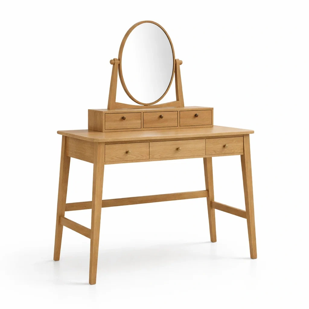 Frisiertisch Holz mit Spiegel und 5 Schubladen 120cm
