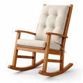 Schaukelstuhl aus Teakholz mit Leinengewebe Beige