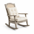 Schaukelstuhl Holz Leinen Beige