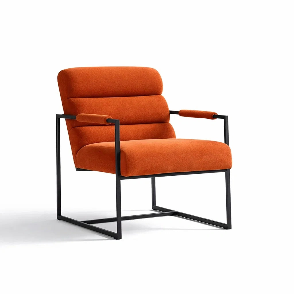 Stoffstuhl Orange mit Metallrahmen