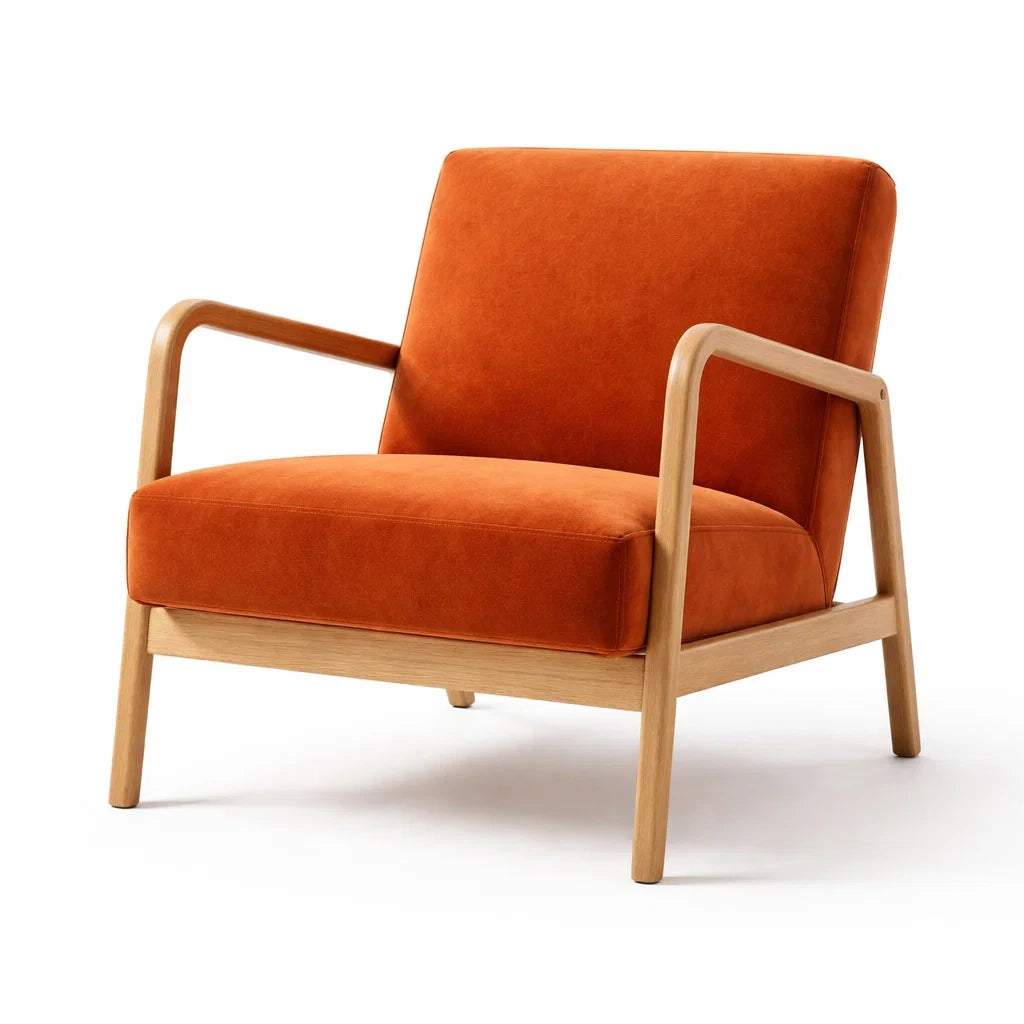 Sessel Holzrahmen Samt Orange