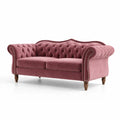 3-Sitzer Sofa aus Samt, Rosarot, Holzfüße, 200 cm