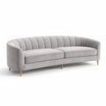 Graues Samt-Sofa mit Metallbeinen, 3-Sitzer
