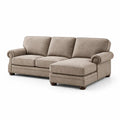 Ecksofa mit Ottomane Holzrahmen Polyester Beige