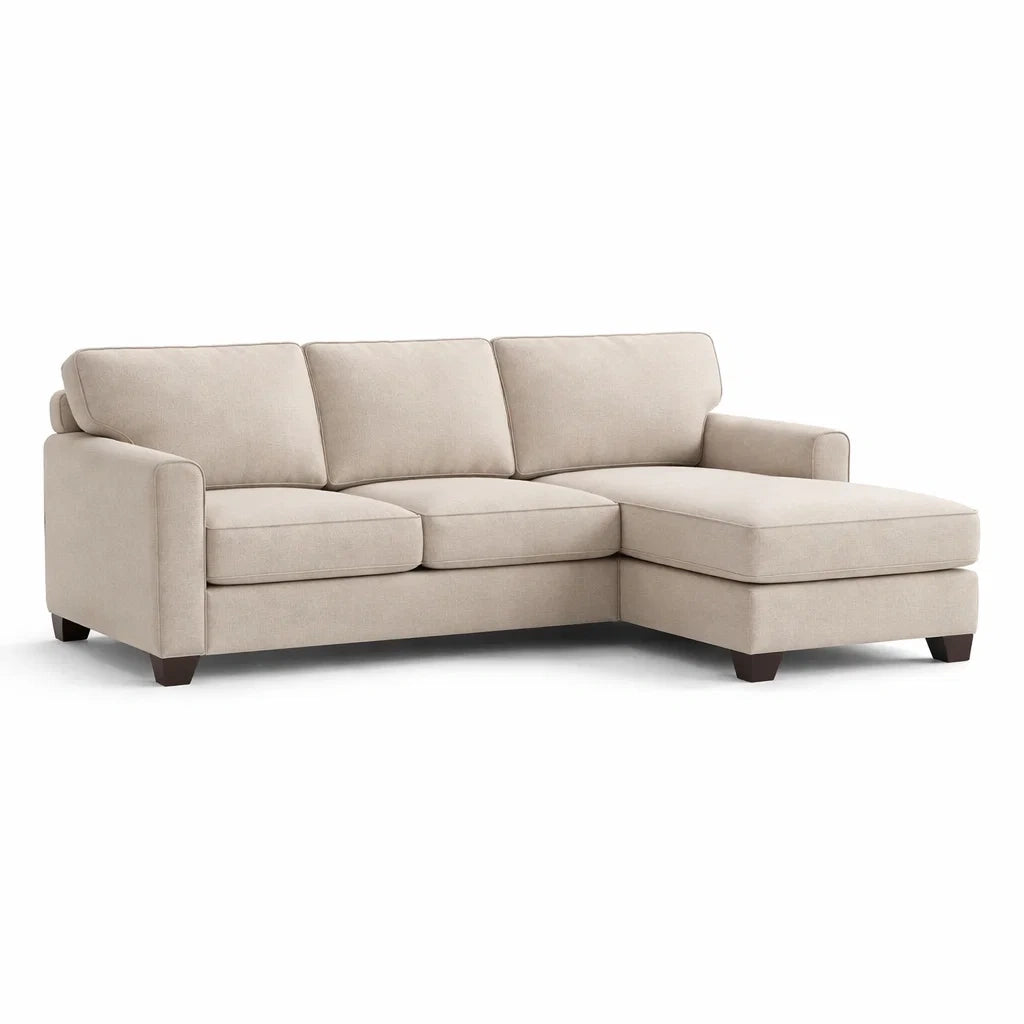 Ecksofa mit Ottomane Beige Stoff