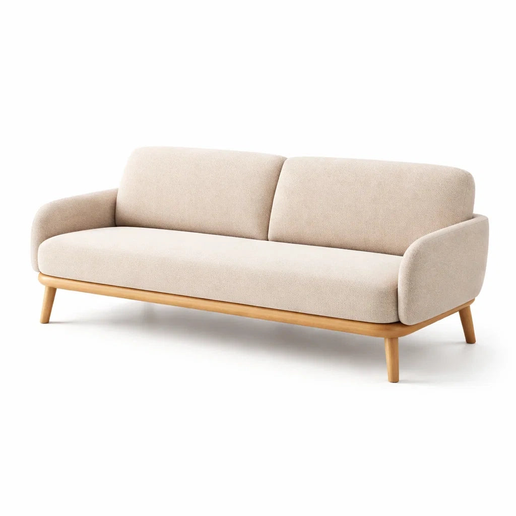 Dreisitzer Sofa Stoff Eiche Beige 200cm