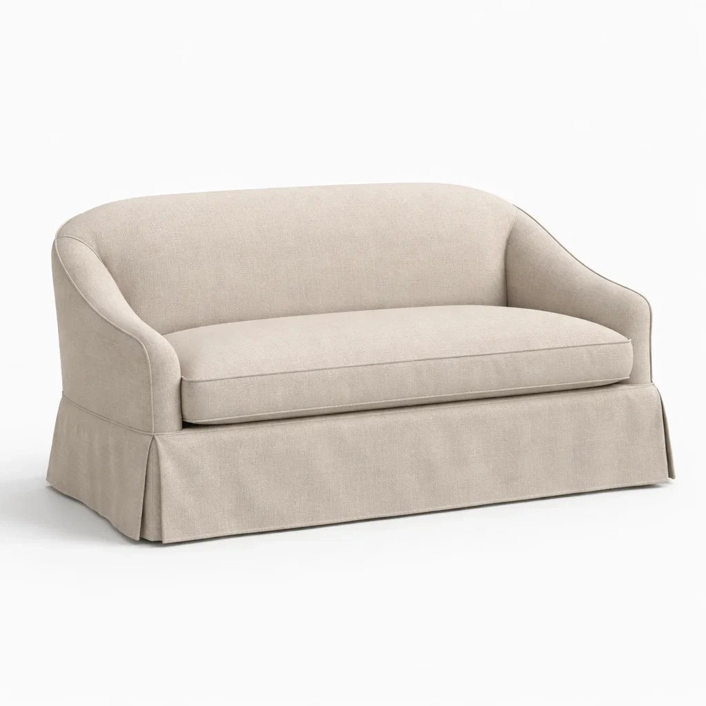 Zweisitzer Sofa Holzrahmen Polyester Beige