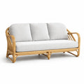Rattan-Sofa mit Baumwollbezug für 3 Personen, Beige