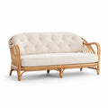 Rattan Sofa mit Beige Polsterung