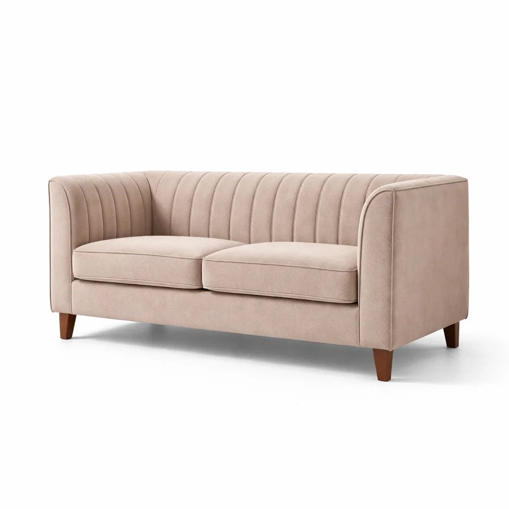 3-Sitzer Sofa aus Stoff in Beige mit Massivholzbeinen