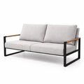 3-Sitzer Leinen Sofa Hellgrau mit Metallrahmen